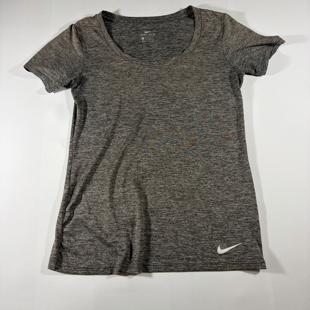 Nike Dri-Fit T-Shirt Womens Xtra Small Heather Gray Swoosh Logo Tee Casual